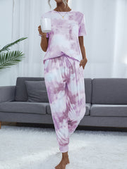 Tie Dye Lounge Set Short Sleeve Top & Pants
