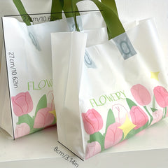 10pcs Tulip Clothing Store Tote Bags Plastic Shopping Gift Bags