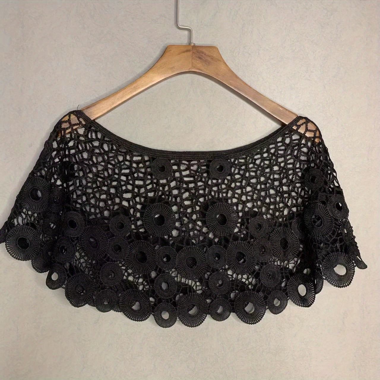 Flower Hollow Out Shawl Solid Breathable Wrap Casual Cape Decorative Shawl