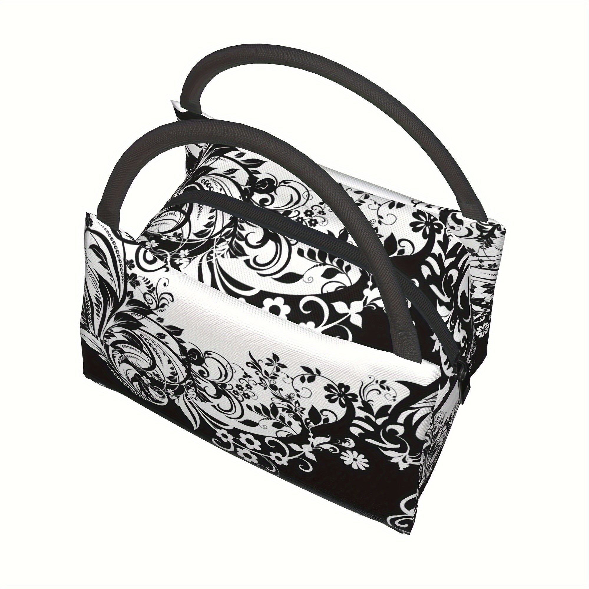 Floral Lunch Bag Reusable Portable Cooler with Watercolor Floral Print