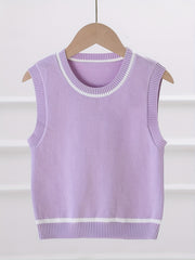 Girls' Knit Vest Flower Decor Sweater Pullover for Autumn/Winter