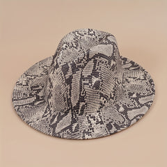 Snake Pattern Woolen Top Hat Big Brim Jazz Hat