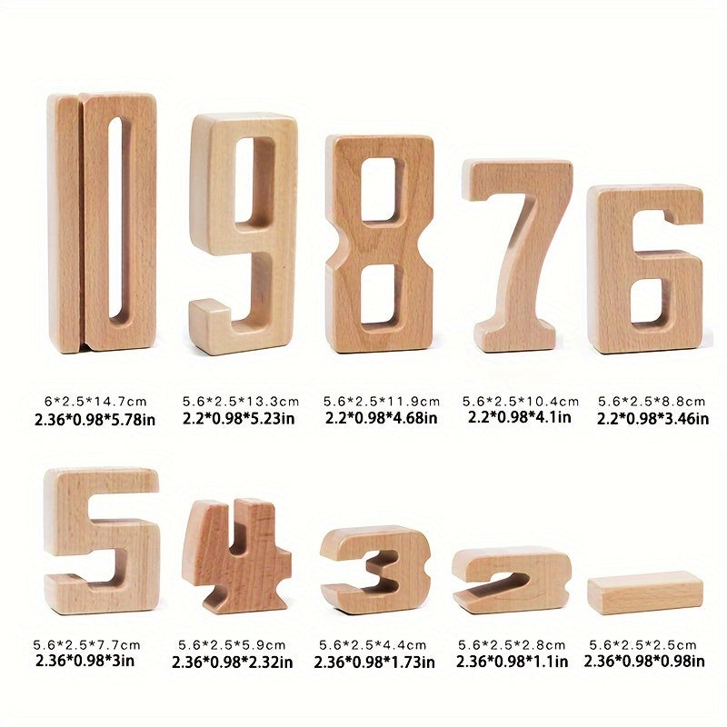 Wood Number Blocks 1-10 Math Learning Toy - Holiday Gift