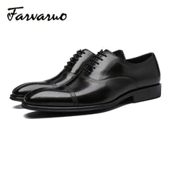FARWARWO Men's Leather Oxford Shoes Pointed Toe Formal Comfortable Dress Shoes