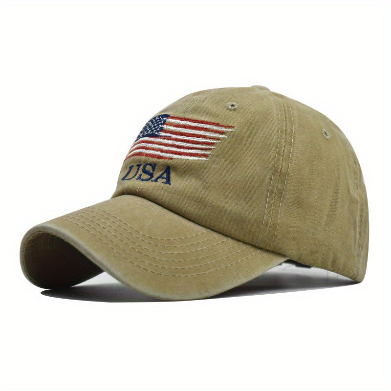 Distressed American Flag Baseball Cap Couple Sun Hat