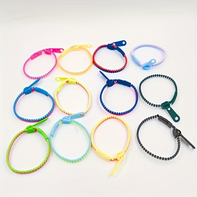 Zipper Bracelets Sensory Toys Bulk Set Neon Colors Kit - 10pcs