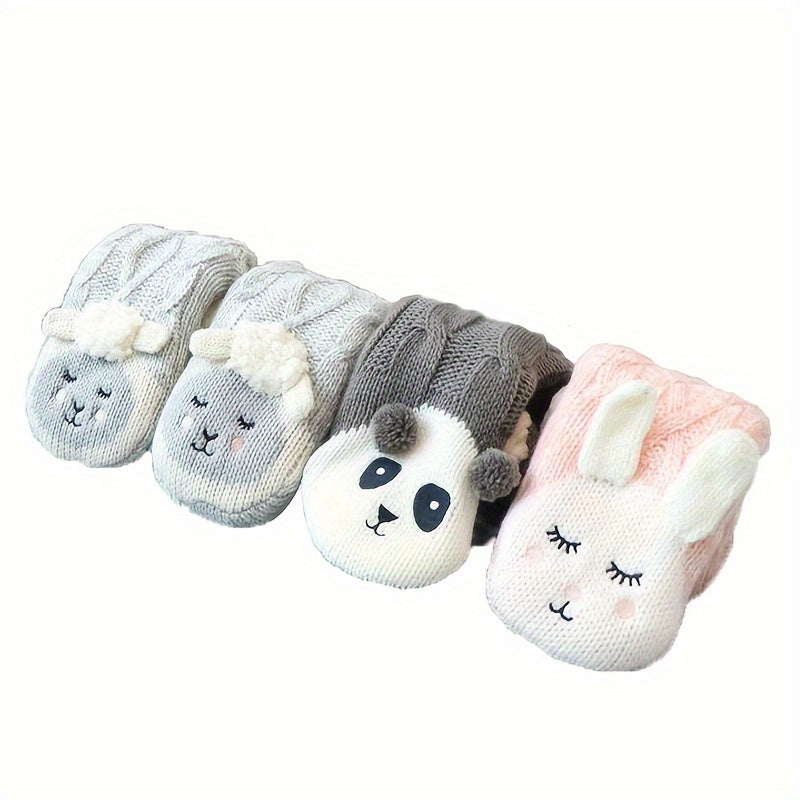 3D Animal Pattern Socks & Plush Lined Knitted Stockings