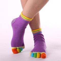 Rainbow Yoga Socks Non Slip Ankle Striped Gripper Socks