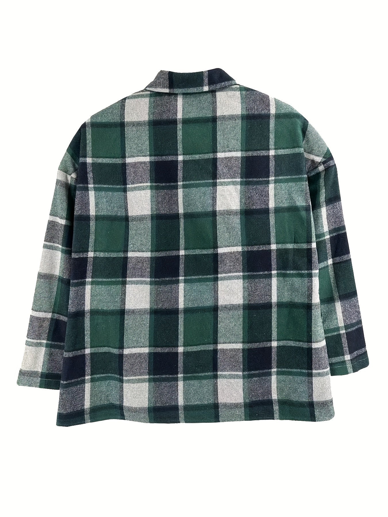  Plaid Print Long Sleeve Button Up Blouse