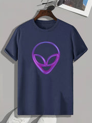 Alien Print Men's Graphic T-shirt for Summer