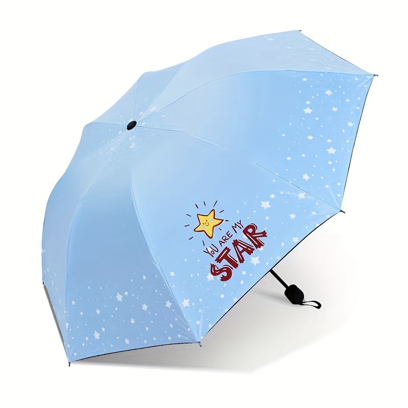 8 Ribs Star Print Umbrella Sunshade Manual Umbrella