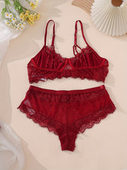  Sexy Lace Rhinestone Bra & Panty Set