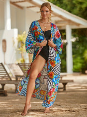  Floral Print Bat Sleeve Cover Up