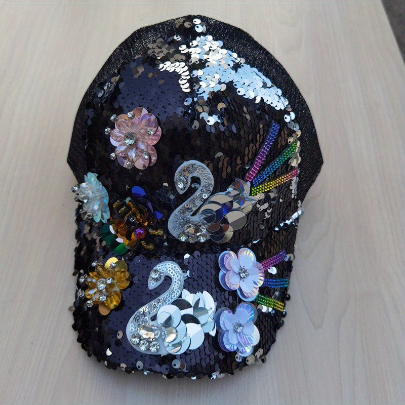 Sequin Baseball Cap Hip Hop Adjustable Trucker Hat