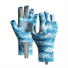Camouflage Fishing Sunscreen Gloves Breathable Slipproof Half Finger