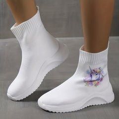 Women's Flatform Slip-On High Top Soft Sole Knit Non-Slip Shoes