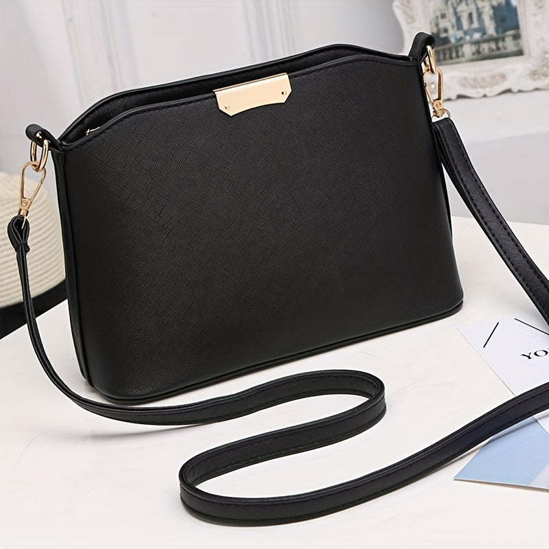 Stylish Crossbody Bag with Metal Decor, PU Leather Shoulder Purse