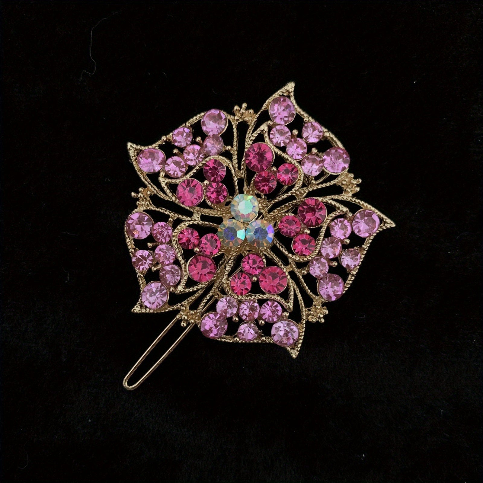Rhinestone Flower Hair Barrette Clips Sparkly Hair Barrettes For Women