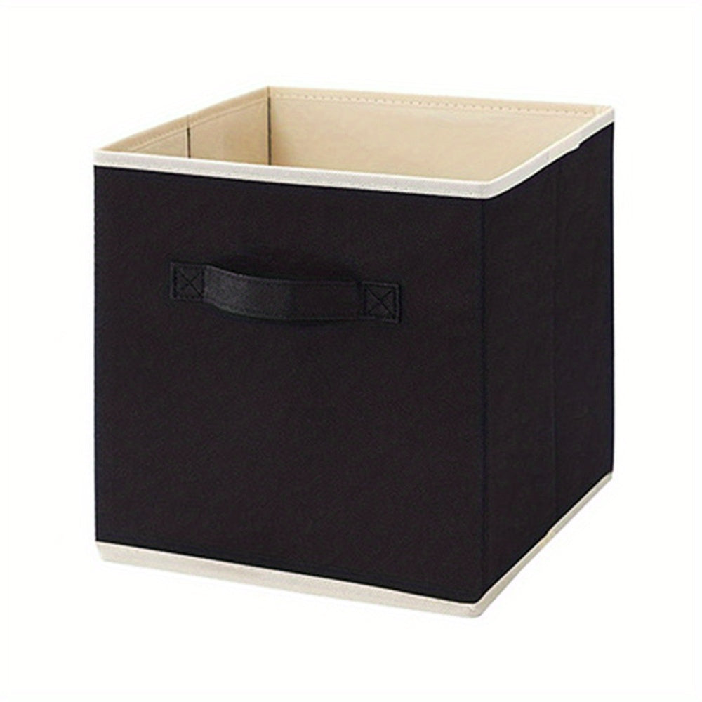 1pc Foldable Storage Fabric Box Dormitory Storage Box Gray Beige