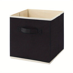 1pc Foldable Storage Fabric Box Dormitory Storage Box Gray Beige