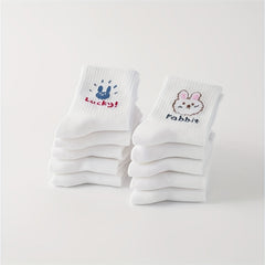 10 Pairs Bear & Bunny Print Mid Tube Socks for Women