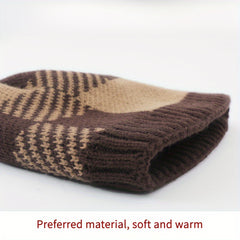 Winter Fleece Lining Plaid Knitted Beanie Hat for Men & Women