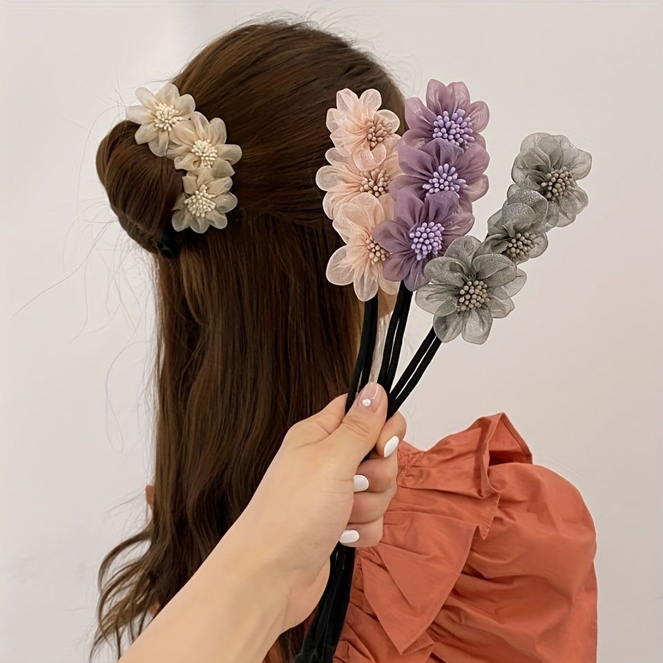 Flower Hair Tie Hair Styler Bun Maker Ponytail Holder Hair Accessories