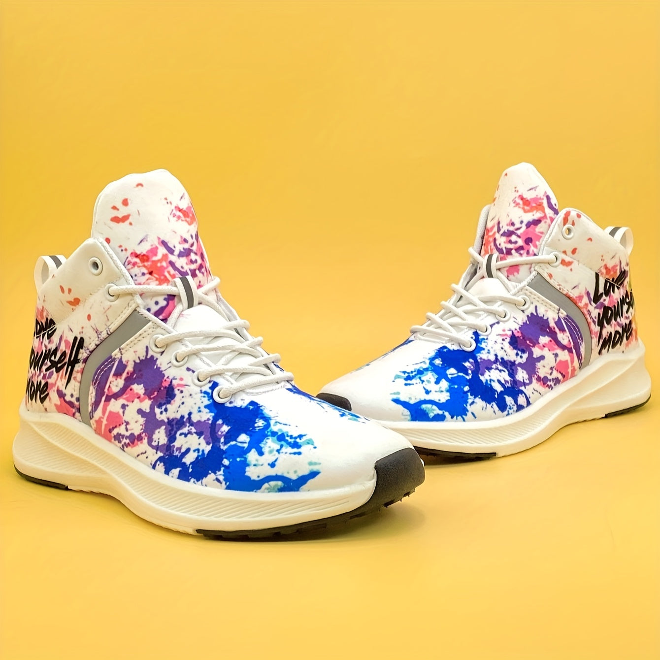 Graffiti Lover Yourself More Pattern Soft Thick Bottom Sneakers