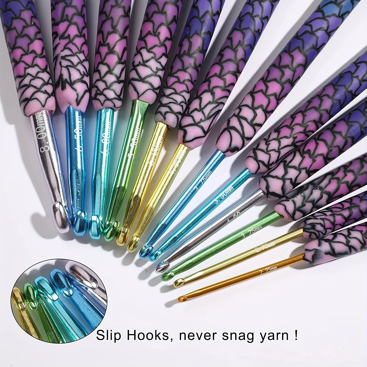 12pcs Ergonomic Handle Crochet Hooks Set For Arthritic Hands