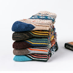 5 Pairs Christmas Women's Merino Wool Crew Socks Warm Hiking Mid Calf