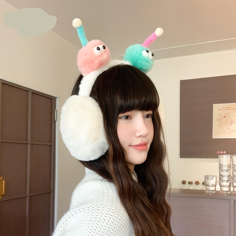 Winter Ear Warmers Pastel Pink Teal Beige Foldable Ear Muffs for Cold Weather