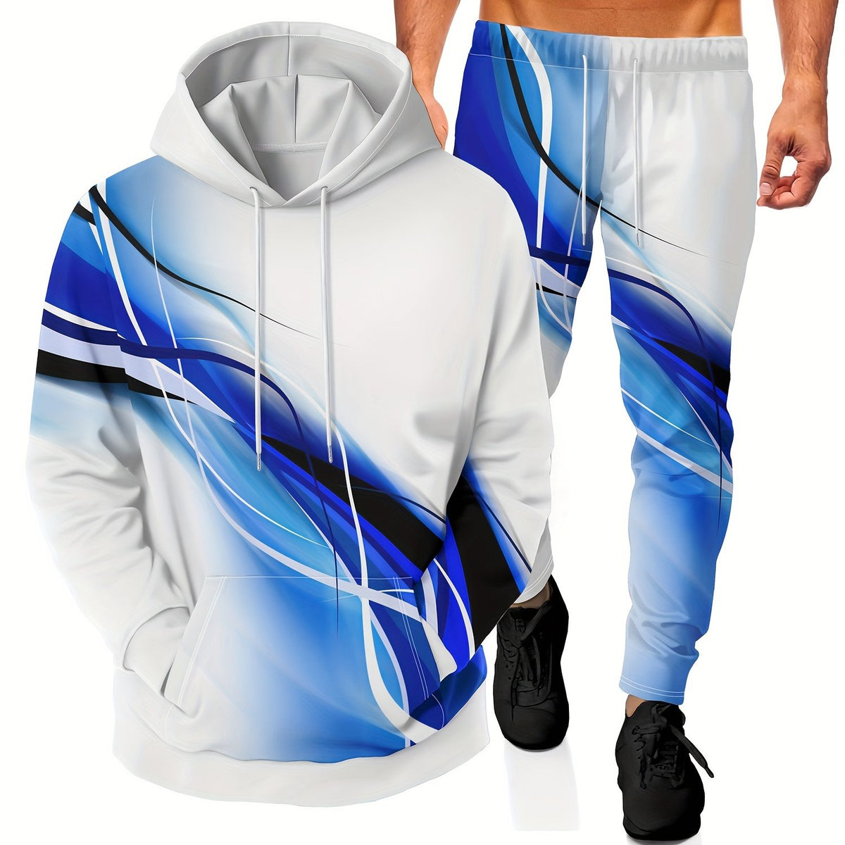 Men's Tie Dye Hoodie & Sweatpants Set for Autumn Winter