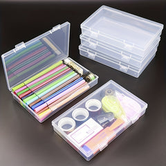 4pcs Transparent Stationery Box Rectangular Plastic Clear Tool Parts Small Box