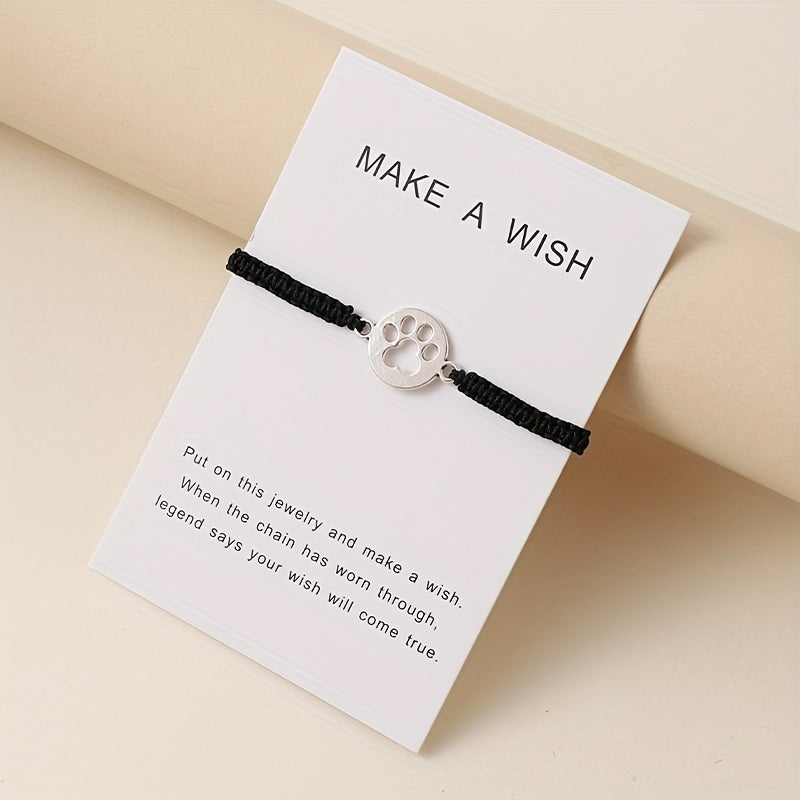Dog Paw Love Braided Knot Bracelet for Hand Decoration Gift
