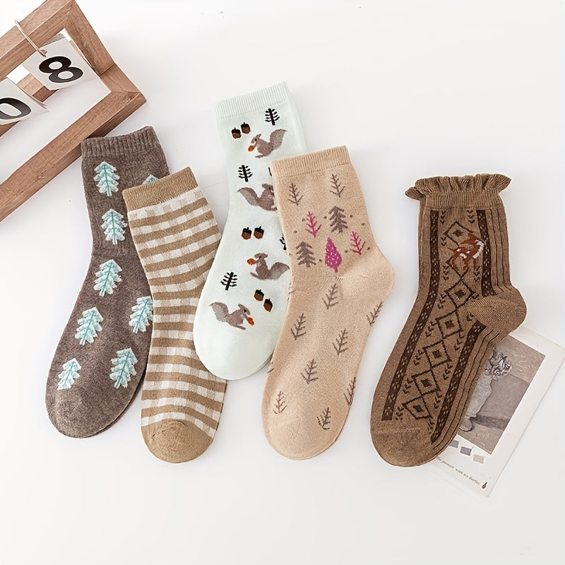 10 Pairs Cartoon Print Socks Women's Stockings