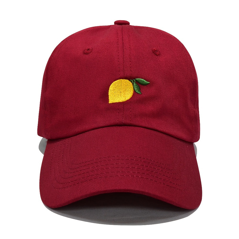 Lemon Embroidery Baseball Cap Solid Dad Hat Adjustable Sun Hats For Women