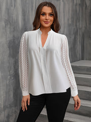  Lace Sleeve Casual Blouse