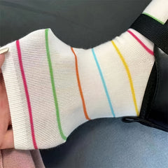 3 Pairs Polka Dot & Stripe Print Socks Soft Mid Tube Women's Stockings