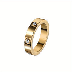 4mm Faux Diamond Ring Titanium Steel Couple Rings