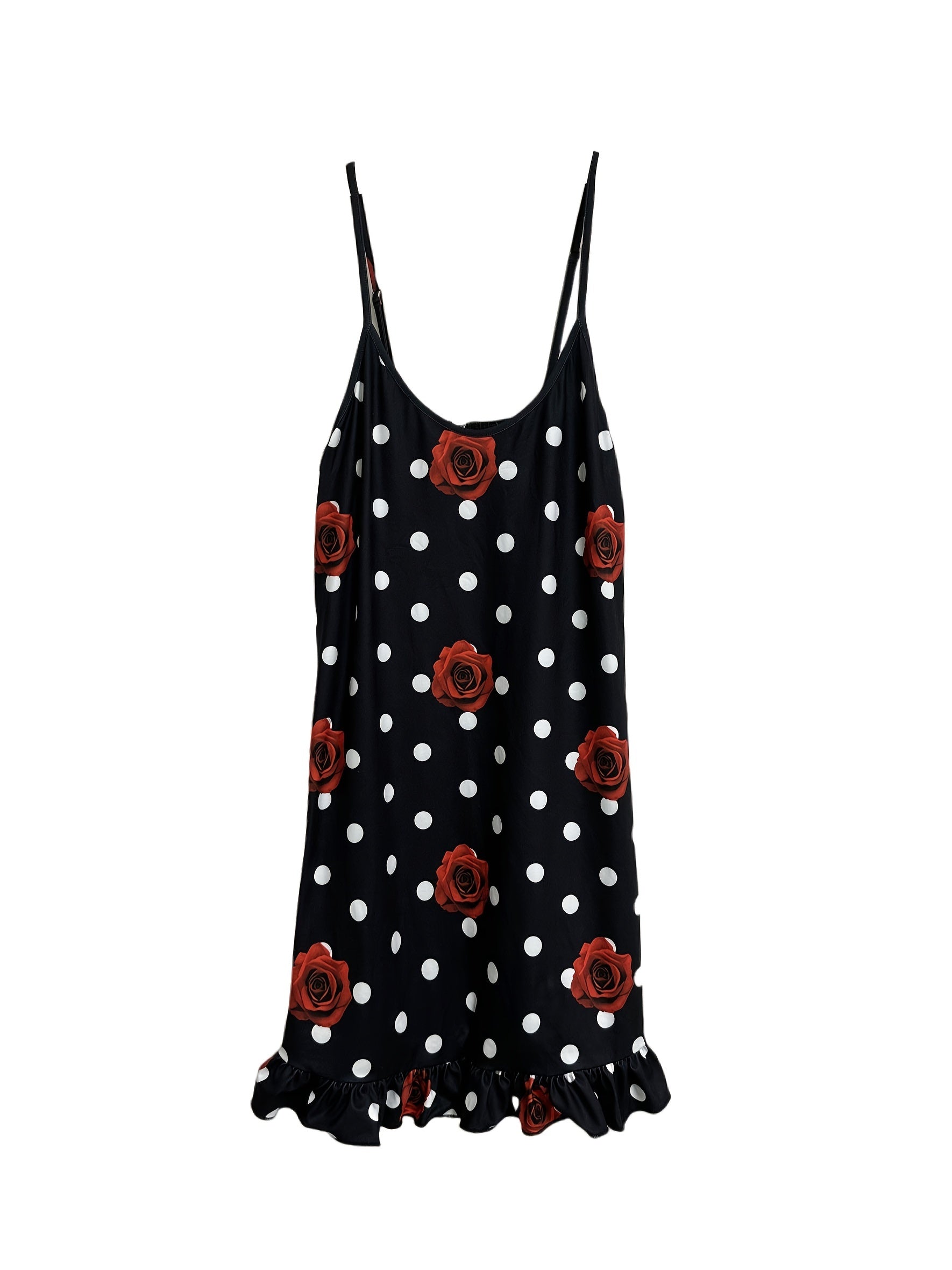  Rose & Polka Dot Print Cami Sleep Dress