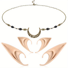 Elf Ears & Moon Head Chain Set for Cosplay Props