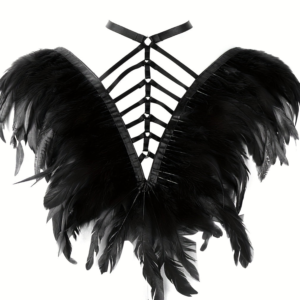 Feather Strappy Chest Harness Gothic Hollow Out Cage Body Suspenders