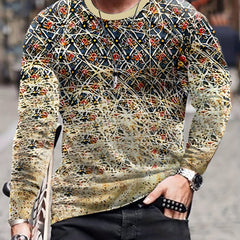 Floral Scrawl All Over Print Men's Long Sleeve Tee