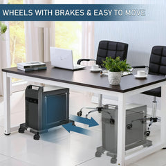 Adjustable Computer Tower Stand with 4 Wheels, Fits Most PC