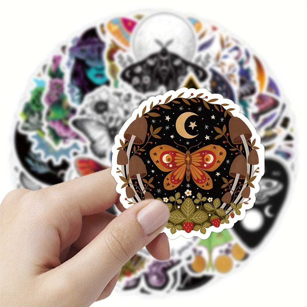50pcs Ghost Moth Cartoon Stickers For Helmet Water Bottles Laptop Car Decal