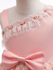 Floral Butterfly Embroidered Dress with Tulle Skirt