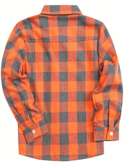 Plaid Print Men's Casual Long Sleeve Shirt with Chest Pocket