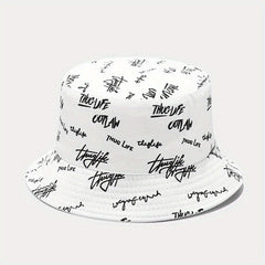 Sunshade Bucket Hat With Letter Printed Sun Hat For Daily Shopping