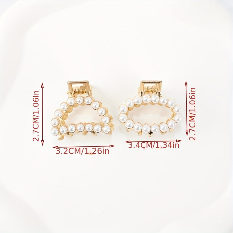 Faux Pearl Hollow Hair Claw Side Clip Set Women Hair Accessories