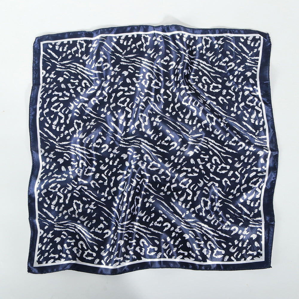 Small Square Satin Scarf Solid Graffiti Leopard Print Head Wrap Hair Accessories